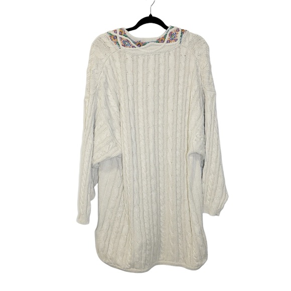 Vintage 90s Cream Multicolored Beaded Silk Knit Sweater Dress - Picture 2 of 5